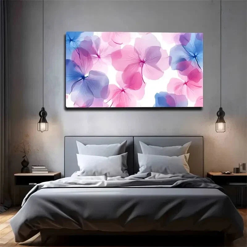 Modern Minimalist Pink Blue Wall Art canvas office home room framed 120x60cm