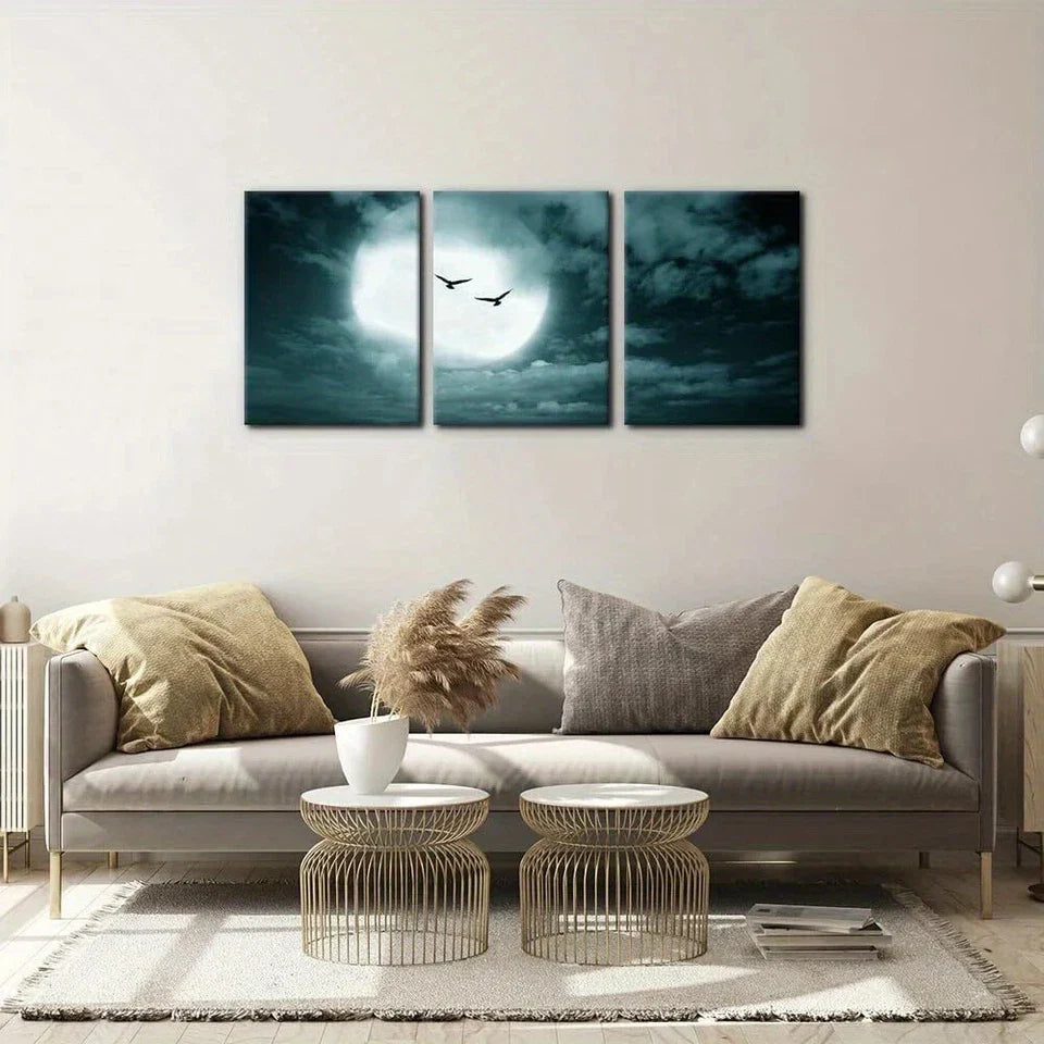 3pcs Moon Halloween Dark Style Metal Print Ready to Hang Art