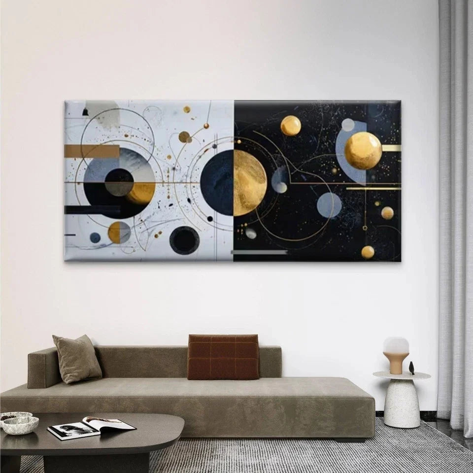 Abstract Planets Wall Art Canvas Office Home Room Framed 80x45cm