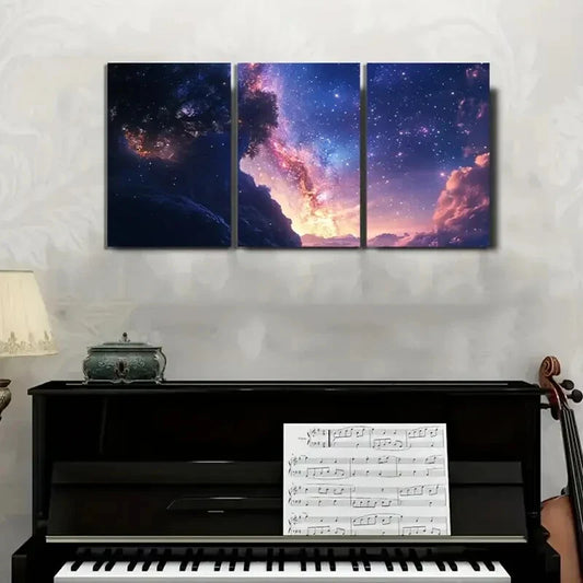 3pcs The Ethereal Beauty of a Starry Night Wall Art Set Canvas Framed 40x60cm - High Quality Print 100% Australian Made Wall Canvas Ready to Hang