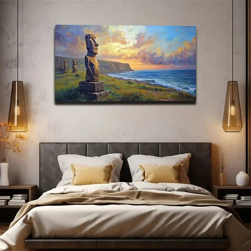 Giant Of Easter Island Wall Art Canvas Office Home Room Framed 80x45cm