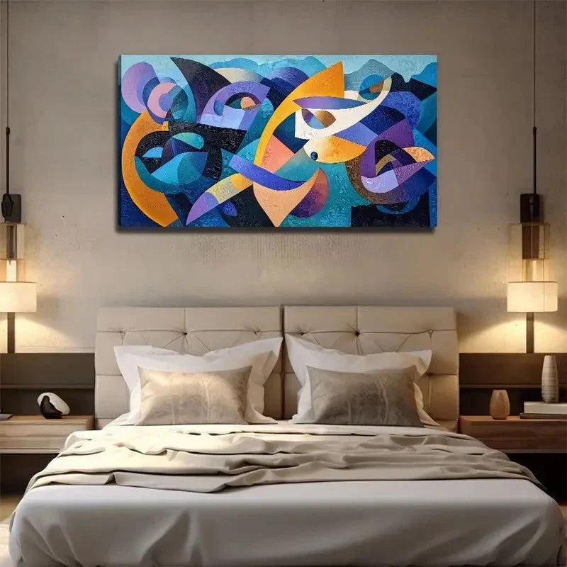 Vibrant Abstract Decor Wall Art Canvas Office Home Room Framed 120x60cm
