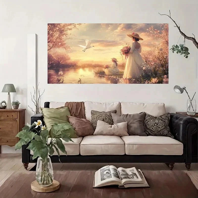 Serene Nature Scene Wall Art Canvas Office Home Room Framed 120x60cm