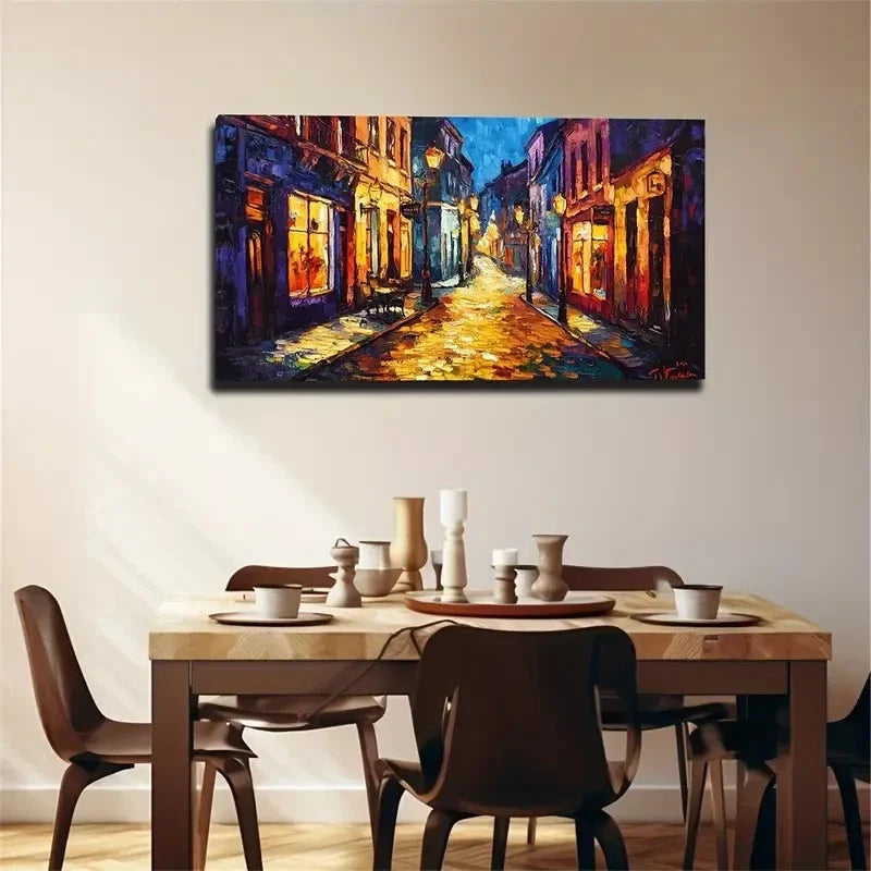 Night Light Illuminates Path Wall Art Canvas Office Home Room Framed 120x60cm