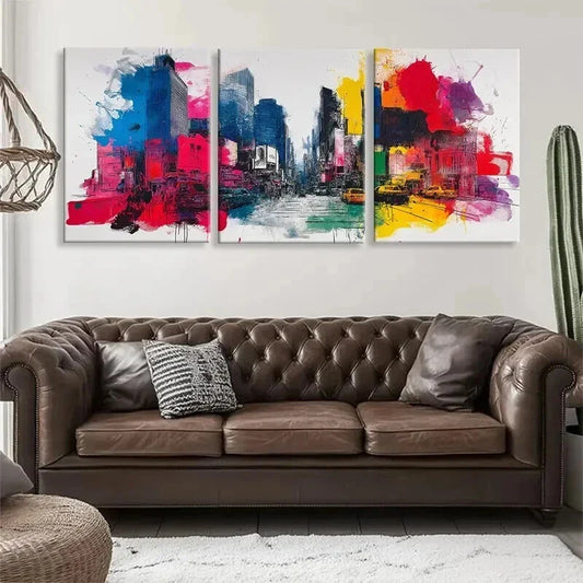 3pcs Contemporary Cityscape Graffiti Perfect Wall Art Set Canvas Framed 40x60cm - High Quality Print 100% Australian Made Wall Canvas Ready to Hang