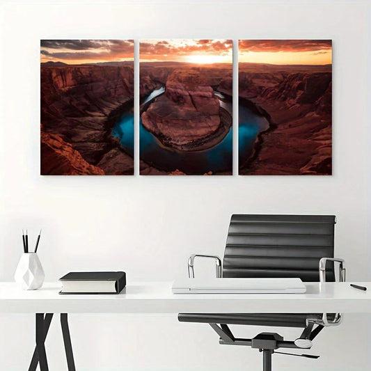 3pcs River Bay Deco Modern Contemporary Metal Print Ready to Hang Art