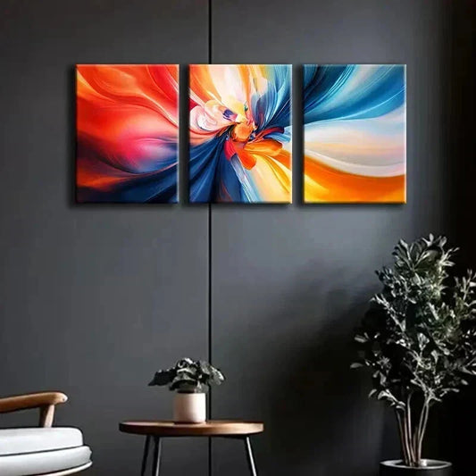 3pcs Colorful Swirling Vortex of Colors Perfect Wall Art Set Canvas Framed 40x60cm - High Quality Print 100% Australian Made Wall Canvas Ready to Hang