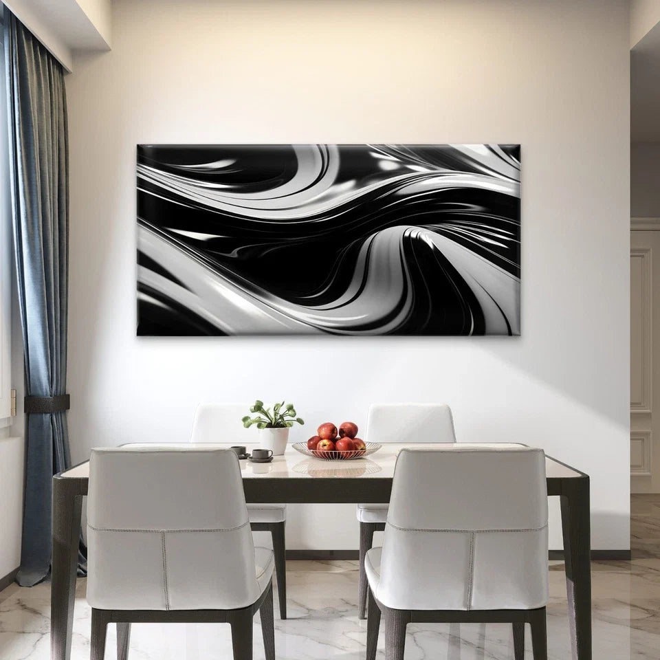 Abstract Black White Background Wall Art Canvas Office Home Room Framed 120x60cm