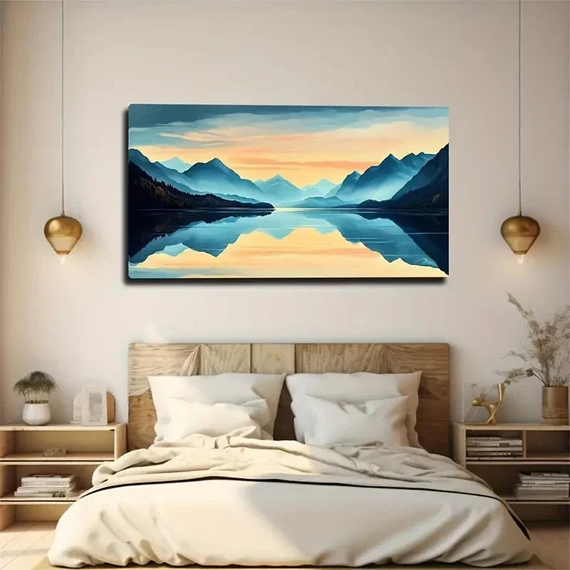 Calm Lake Landscape Modern Wall Art Canvas Office Home Room Framed 120x60cm