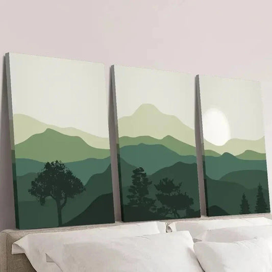 3pcs Abstract Natural Mountains Landscape Wall Art Set Canvas Framed 40x60cm - High Quality Print 100% Australian Made Wall Canvas Ready to Hang
