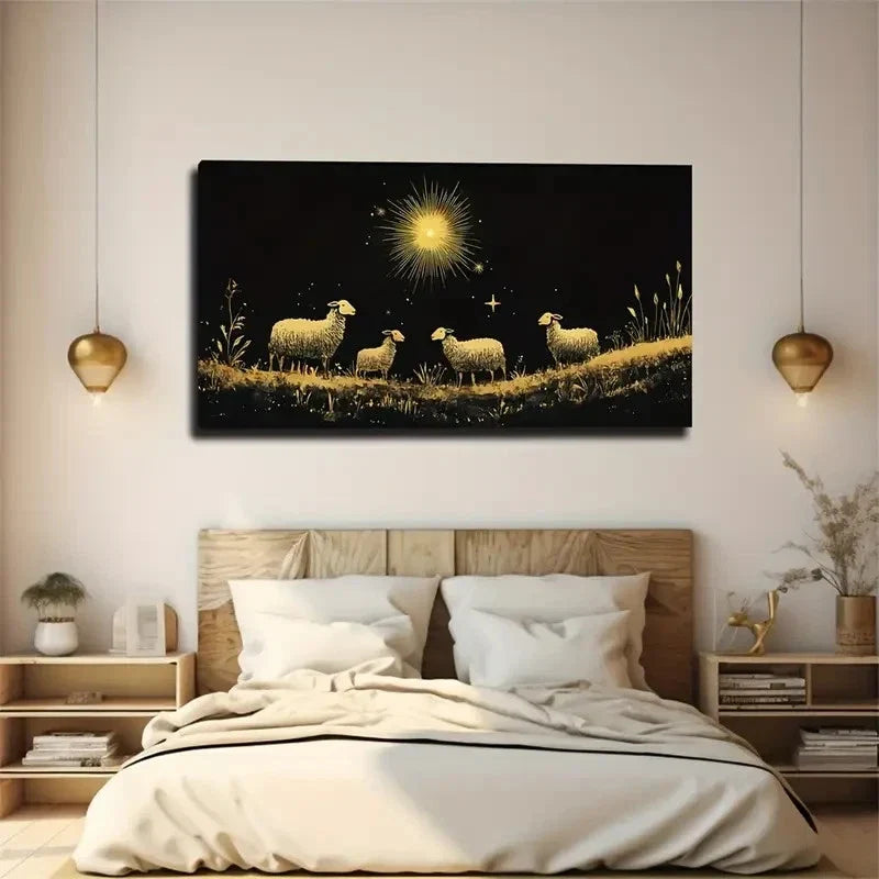 Slender Grass Stems Minimalist Wall Art Canvas Office Home Room Framed 80x45cm