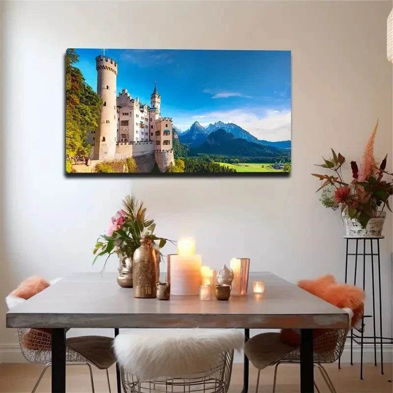 Fantastical Castle Wall Art Canvas Office Home Room Framed 80x45cm