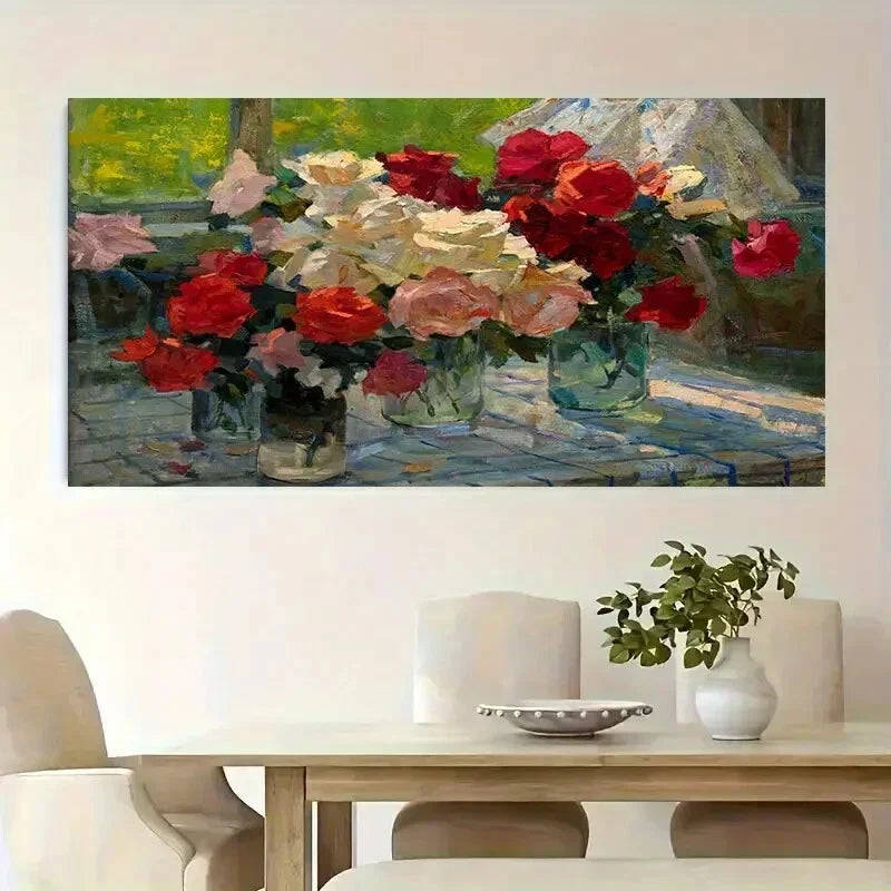 Colorful Flower Bouquet Roses Wall Art Canvas Office Home Room Framed 80x45cm