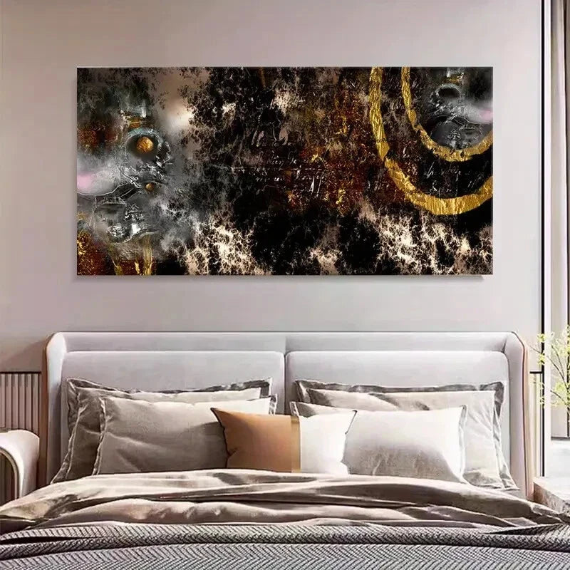 Golden Milky Way Abstract Wall Art Canvas Office Home Room Framed 120x60cm