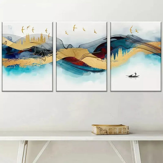 3pcs Light Luxury Style Modern Abstract Wall Art Set Canvas Framed 40x60cm - High Quality Print 100% Australian Made Wall Canvas Ready to Hang