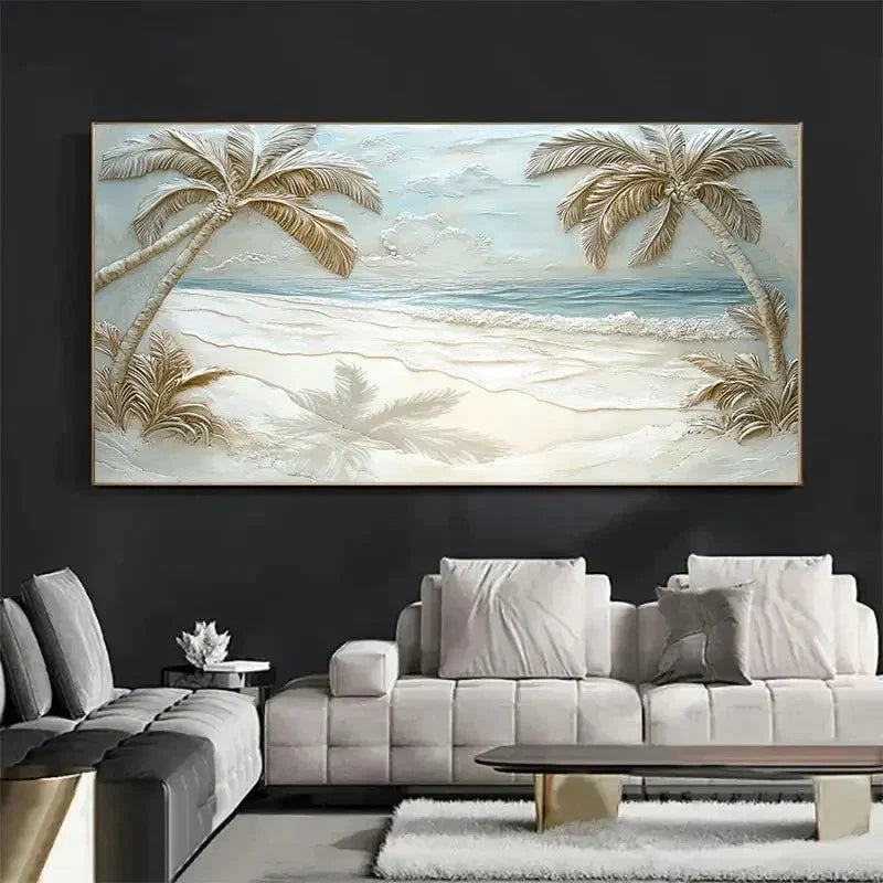 Luxury Seaside Coconut Tree Wall Art Canvas Office Home Room Framed 80x45cm