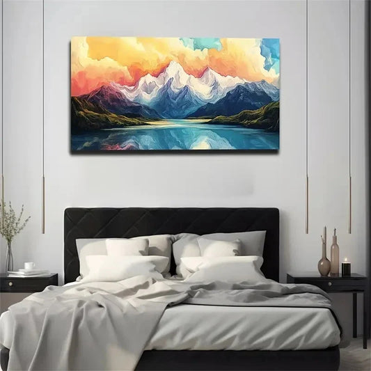The Lake Water Nearby Reflects Wall Art Canvas Office Home Room Framed 120x60cm
