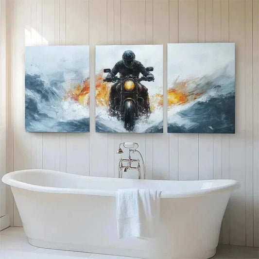 3pcs Through Waves Dynamic Abstract Perfect Wall Art Set Canvas Framed 40x60cm - High Quality Print 100% Australian Made Wall Canvas Ready to Hang