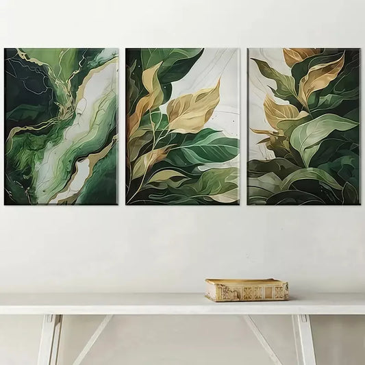 3pcs Modern Fashion Abstract Leaf Nature Wall Art Set Canvas Framed 40x60cm - High Quality Print 100% Australian Made Wall Canvas Ready to Hang