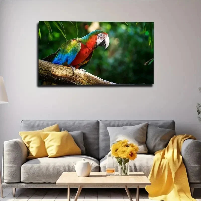 Vibrant Parrot Macaw Wall Art Canvas Office Home Room Framed 120x60cm