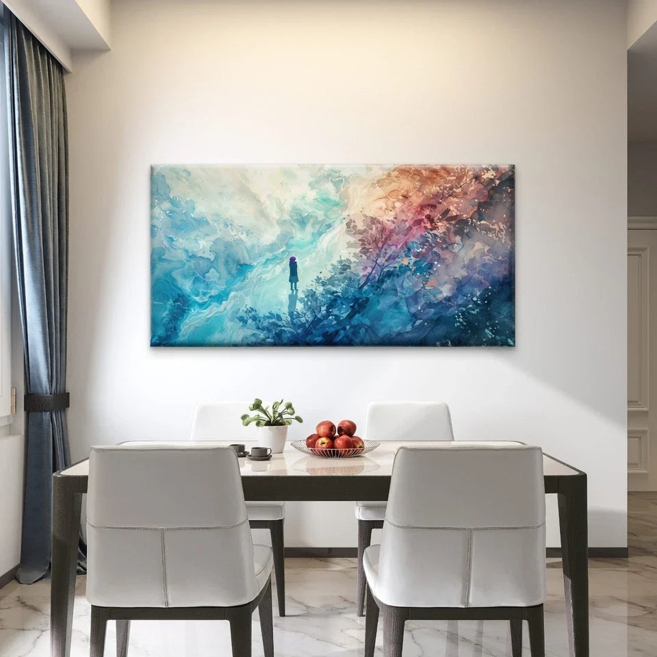 Surreal Artwork Solitary Figure Wall Art Canvas Office Home Room Framed 80x45cm