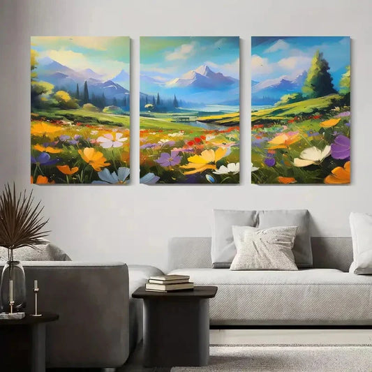 3pcs Colorful Mountain Landscape Vibrant Wild Metal Print Ready to Hang Art
