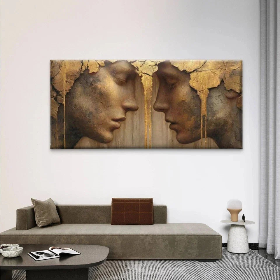Abstract Human Faces Wall Art Canvas Office Home Room Framed 80x45cm