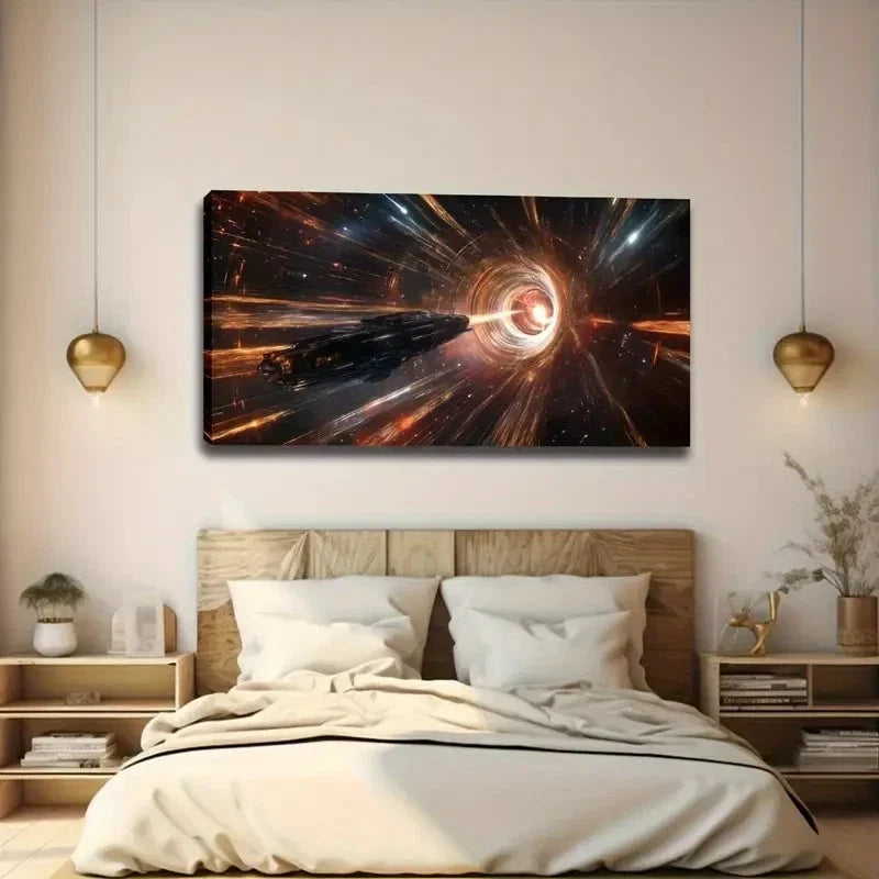 Abstract Space-Themed Spaceship Wall Art Canvas Office Home Room Framed 120x60cm