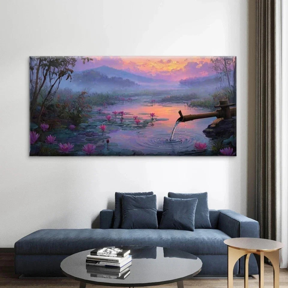Japanese-Inspired Landscape Wall Art Canvas Office Home Room Framed 80x45cm