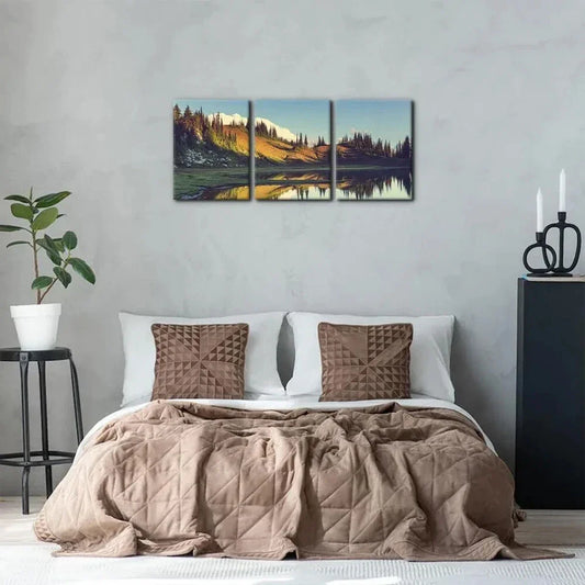 3pcs Nature Wilderness Colorful Mountain Forest Metal Print Ready to Hang Art