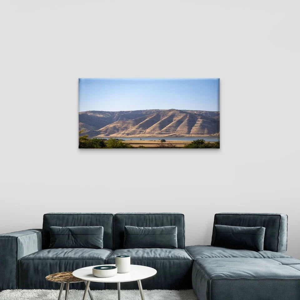 Hilly Mountain Landscape Wall Art Canvas Office Home Framed 80x45cm