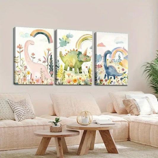 3pcsVibrant Rainbow, Botanical Flowers, Jungle Wall Art Set Canvas Framed 40x60cm - High Quality Print 100% Australian Made Wall Canvas Ready to Hang