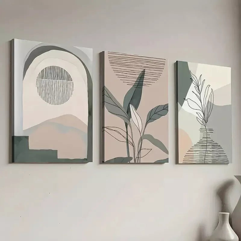3pcs Modern Aesthetic Bohemian Plant Leaf Wall Art Set Canvas Framed 40x60cm - High Quality Print 100% Australian Made Wall Canvas Ready to Hang
