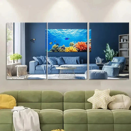 3pcs Red Sea Scuba Indian Ocean Metal Print Ready to Hang Art