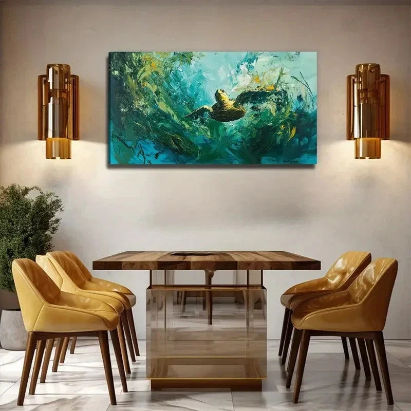 Large Sea Turtle Nature Wall Art Canvas Office Home Room Framed 120x60cm