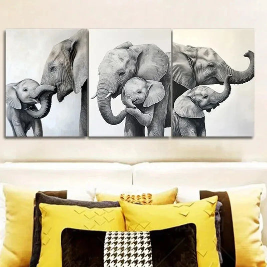 3pcs Majestic elephant Art Painting Metal Print Ready to Hang Art