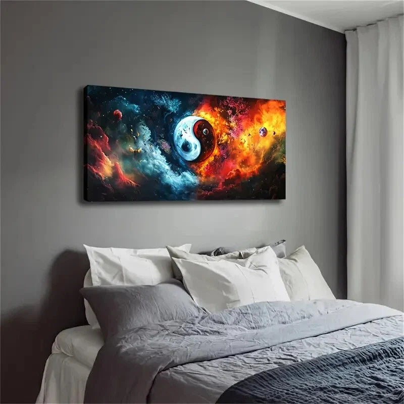 Yin Yang Planetary Symbol Décor Wall Art Canvas Office Home Room Framed 120x60cm