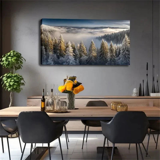 Spruce Forest & Mountain Sea Wall Art canvas office home room framed 120x60cm