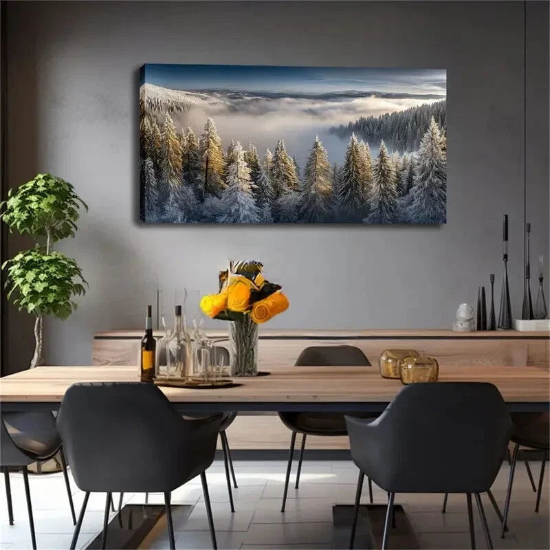 Spruce Forest & Mountain Sea Wall Art canvas office home room framed 120x60cm