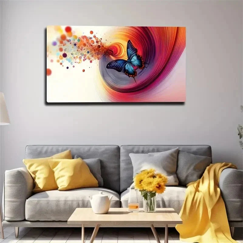 Swirling Colorful Polka Dots Wall Art Canvas Office Home Room Framed 120x60cm