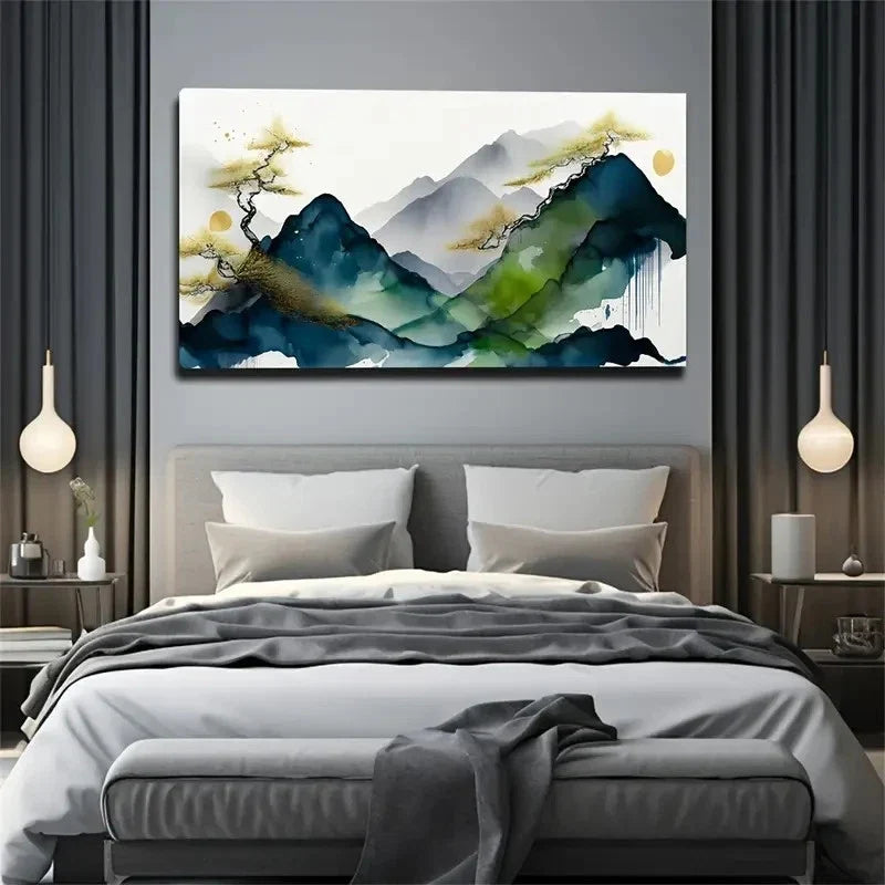 Chinese Landscape Wall Art Canvas Office Home Room Framed 80x45cm