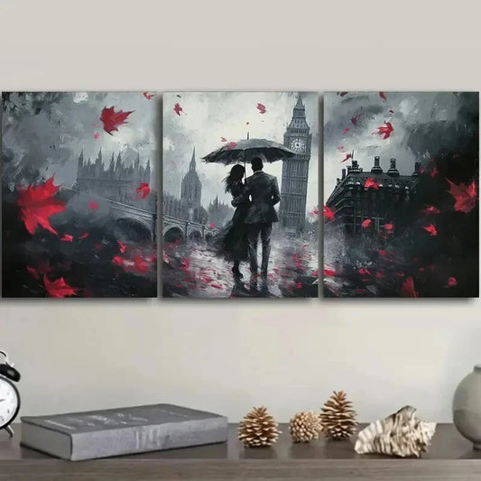 3pcs Romantic London Big Ben Dark Shadow Perfect Wall Art Set Canvas Framed 40x60cm - High Quality Print 100% Australian Made Wall Canvas Ready to Hang