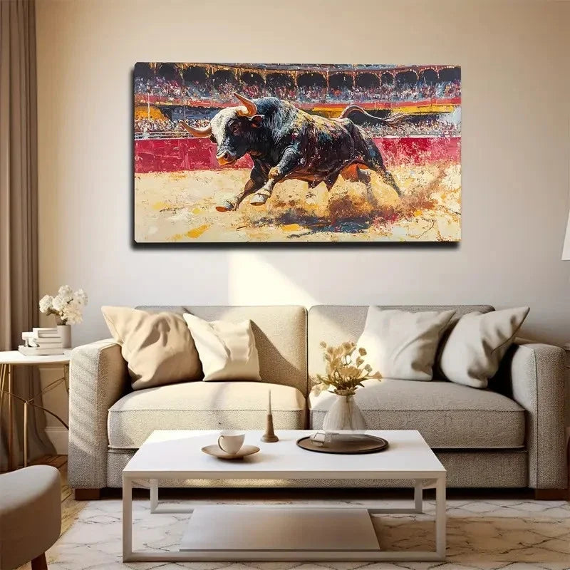 Spanish Bullfighting Wall Art Canvas Office Home Room Framed 80x45cm
