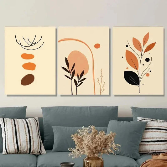3pcs Modern Abstract Boho Style Paintings Wall Art Set Canvas Framed 40x60cm - High Quality Print 100% Australian Made Wall Canvas Ready to Hang