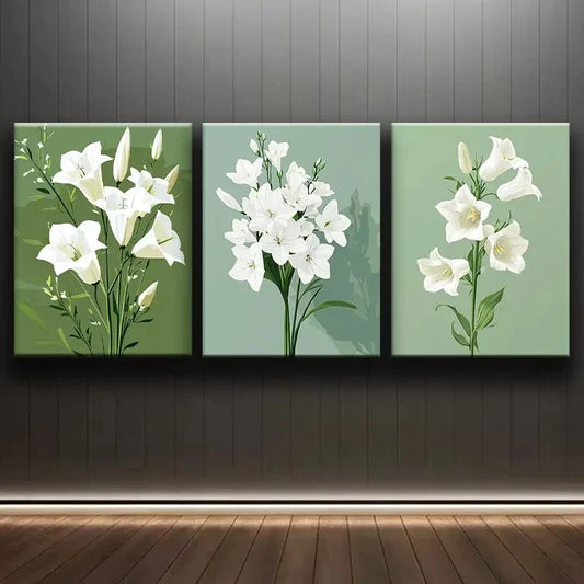 3pcs Elegant White Flower Nice Colorful Perfect Wall Art Set Canvas Framed 40x60cm - High Quality Print 100% Australian Made Wall Canvas Ready to Hang