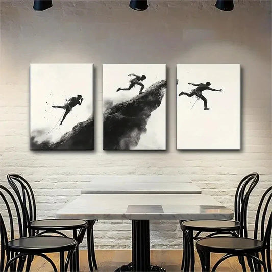 3pcs Rock Climber in Action Adventure Perfect Wall Art Set Canvas Framed 40x60cm - High Quality Print 100% Australian Made Wall Canvas Ready to Hang