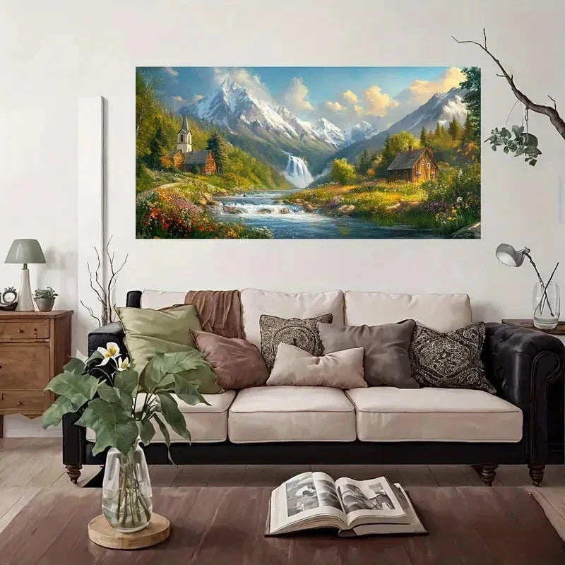 Nature Waterfall Mountain Wall Art Canvas Office Home Room Framed 120x60cm