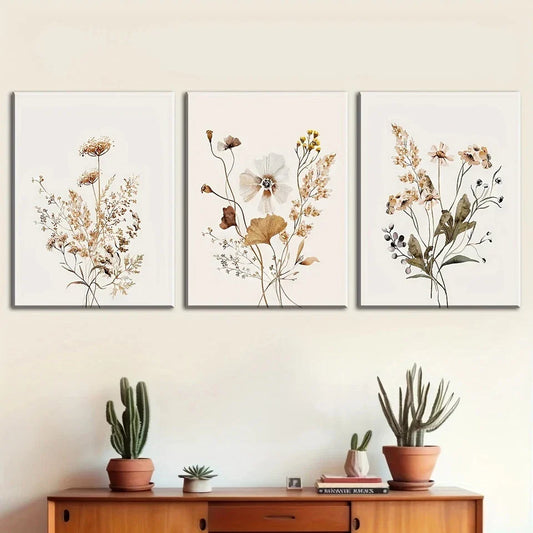 3pcs Flower Natural Plant Little wild flower Metal Print Ready to Hang Art