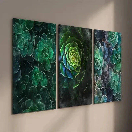 3pcs Green Nature Plant Murals Wall Art Set Canvas Framed 40x60cm - High Quality Print 100% Australian Made Wall Canvas Ready to Hang