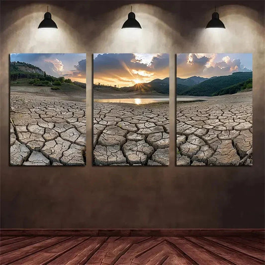 3pcs Sunset Lake Big Mountain Metal Print Ready to Hang Art